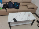 修乐（XIULE）茶几客厅家用茶桌钢化玻璃茶台仿岩板大理石茶几轻奢感小桌子 【加粗钢架】白纹理+黑架100cm 实拍图