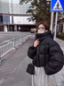 棉致穿搭高级感羽棉绒服女秋冬季2025年纯色洋气连帽设计感宽松外套女 黑色 L 实拍图