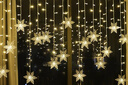 馨圣颐led雪花窗帘灯冰条灯小彩灯串灯星星灯圣诞节日氛围灯橱窗装饰灯 雪花暖白4*0.6下垂19挂可串联 实拍图