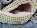 泰格宠物猫窝冬季保暖半封闭式四季通用猫咪窝小狗窝可拆洗小中大型犬房子 绿白格【睡袋猫窝】防风保暖 冬季优选 L码【推荐15斤内宠物】 实拍图