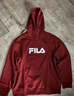 FILA 斐乐情侣款男女连帽卫衣2025冬季新款休闲宽松加绒保暖长袖上衣 【常规款】深褐酒红-WI L 175/96A/L 实拍图