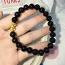 石玥珠宝精品8mm黑玛瑙手串本命年护身符黄金貔貅转运珠水晶手链男女士款 实拍图
