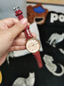 POEDAGAR手表女士钢带机械风格夜光防水石英女表瑞士品质生日礼物送女友 玫金金面皮带款 实拍图