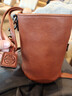 裘真情人节礼物抽绳水桶包女植鞣头层牛皮包包复古通勤单肩斜跨休闲包 深棕色-小号 实拍图
