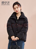 雪中飞短款羽绒服女时尚小个子休闲百搭舒适立领加厚保暖外套 黑色  L  实拍图