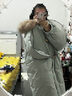 雪中飞秋冬新款女士复古牛角扣时尚休闲貉子毛领连帽长款羽绒服 灰绿 165/88A 实拍图
