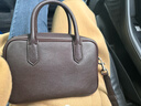 裘真【明星推荐】宽宽包植鞣牛皮休闲斜挎包手提保龄球包女 咖啡色 预售12天 实拍图