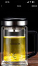 希诺（HEENOOR）抗菌玻璃杯双层带把手泡茶杯子男高档家用办公水杯XN-9005K 420mL 实拍图