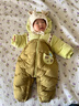 巴拉巴拉童装婴儿连体衣假两件连体羽绒服宝宝衣服冬加厚男童女童儿童 黄绿41122-白鸭绒 73 cm-充绒量80g 实拍图