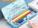 文木思 哪吒指纹文具盒学生收纳高颜值带锁可爱卡通儿童铅笔盒指纹锁大容量多功能文具盒男女孩款 方形蓝色-哪吒 晒单实拍图