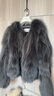 付智恩芦苇花 芬兰进口狐狸毛典雅轻盈年轻感圆领皮草外套女 深灰绿 M 实拍图