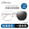 蔡司（ZEISS）近视眼镜框男超轻纯钛大框眼镜架可配防蓝光散光变色眼睛 简约大框 银色 配colorein镜片1.56防蓝光 0-600 实拍图