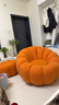 阳光半岛懒人沙发可睡觉可躺卧南瓜沙发可旋转单人沙发客厅阳台休闲沙发 橘色+脚踏（羊羔绒）360度旋转 整装 实拍图