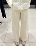 优衣库女装针织廓形长裤/弯刀镰刀裤子25秋冬新款483722 483722/01乳白色 L 实拍图