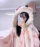 芭麦图HelloKitty凯蒂猫睡衣 珊瑚绒睡袍斗篷睡衣女秋冬季加绒加厚可爱 凯蒂猫斗篷睡袍+裤 L 女165推荐体重100-115斤 实拍图