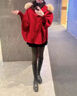 傲列25秋冬新魔女斗篷披肩双面羊绒大衣女可拆卸狐狸毛领毛呢皮草外套 红色 S 实拍图