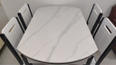 上林春天 岩板餐桌 实木餐桌椅组合现代简约伸缩折叠圆桌吃饭桌子餐厅家具 雪山白-黑白框架【木椅】 1.2m 一桌六椅 实拍图