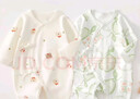 2件婴儿连体衣纯棉新生儿宝宝哈衣外出爬服春秋无骨打底内衣睡衣 两件装-(绿甜梨+绿绣标) 52cm 实拍图