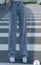 【遮胯显瘦】新款做旧感窄版直筒阔腿牛仔裤女2025高腰宽松牛仔裤 浅蓝长裤 常规 XL 建议121-135斤 实拍图