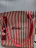 鹏境2025新款帆布手提单肩包包女时尚条纹大容量购物袋休闲通勤托特包 飘带条纹【靓丽红】 实拍图