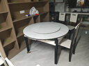 初屋 餐桌 岩板餐桌椅组合现代简约伸缩折叠圆桌家用小户型实木饭桌子 黑白色-雪山白岩板-实木椅子 1.2m 一桌六椅 实拍图