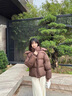 LOVELY&DEARLY咖色短款羽绒服女2025年冬季新款韩版连帽泡芙肯豆风90白鸭绒外套 咖色 S 110斤以内 实拍图