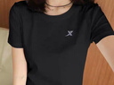 特步（XTEP）女装短袖t恤女夏季服饰女士纯色宽松上衣T恤跑步半袖运动瑜伽服女 黑色 L 170 实拍图