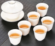 静瓷斋德化白瓷羊脂玉功夫茶具套装家用客厅泡茶办公室会客简约茶杯 描金-盖碗套装（素雅杯） 7头 实拍图
