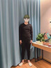 雅鹿男士保暖内衣男加绒加厚套装含羽绒蚕丝防寒加大码秋衣秋裤打底衣 深灰圆领(上衣+裤子套装) XL (109-130斤) 实拍图