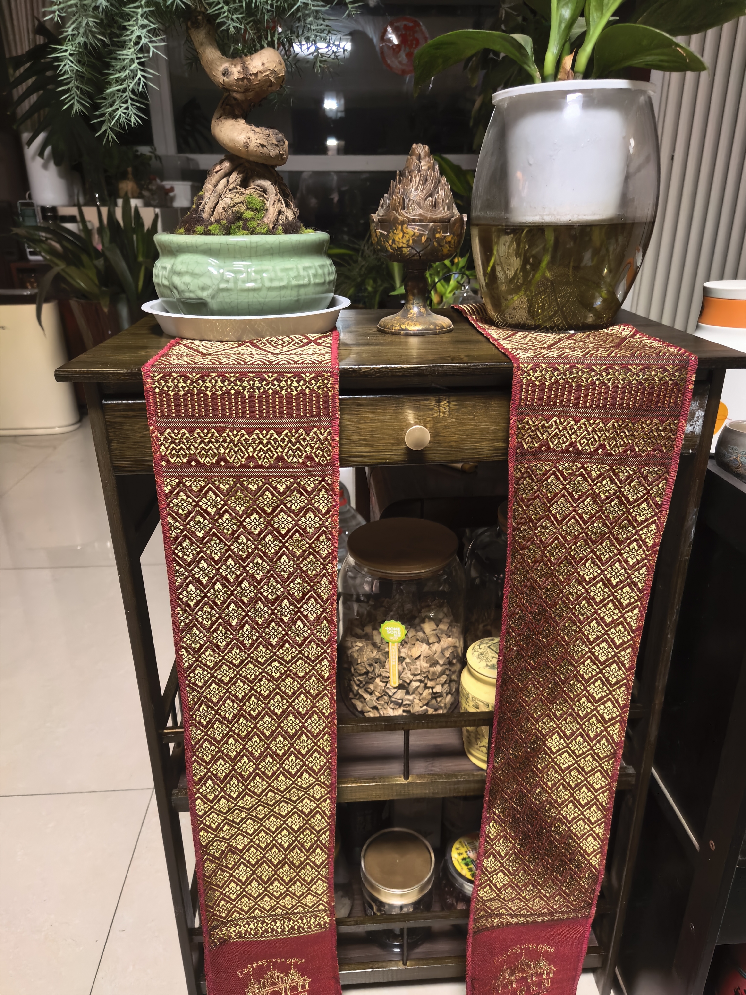 旅途家 茶叶架 茶叶柜 茶边柜 多层置物架新中式博古架 3层50带抽胡桃色 实拍图