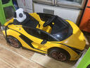 星辰皓兰博基尼儿童电动车四轮玩具可坐人小孩宝宝婴儿遥控汽车闪电SIAN 黄色四驱+遥控+摇摆+皮座+软轮 实拍图