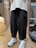 主意范（ZHUYIFAN）肥佬胖大码男装240斤工装裤子男春秋冬款束脚阔腿垂感宽松休闲裤 黑色 5XL 210-240斤 实拍图