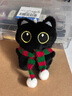 黑猫玩偶毛绒公仔挂件ins可爱猫咪包包挂饰情侣礼物送女朋友礼物 红绿围巾+黑猫【送黑色珠珠链】 会吱吱叫【10厘米左右】 实拍图