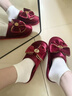 骆易家「结婚棉拖」秋冬棉拖鞋喜庆大红色拖鞋结婚一对婚庆情侣陪嫁新娘 钟爱【丝绒款】 组合装 两双装【38/39+42/43】 实拍图
