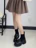 ZHR则则乐福袜靴女2026冬新款短靴子女学院风粗跟小个子女靴EH06HL黑色37 实拍图