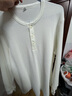 优衣库男装女装情侣华夫格亨利领套头衫长袖T恤479784 482766 479784/01乳白色 2XL 实拍图