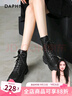 达芙妮黑色马丁靴女2025秋冬厚款户外旅游经典穿搭配裙子厚底英伦风短靴 黑色-经典热销8孔【筒高14CM】 37 实拍图