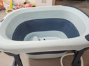 日康（rikang）泡澡桶 儿童折叠浴桶婴儿洗澡盆 宝宝洗澡桶 赠浴凳蓝色X1026-1 实拍图