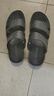 森达凉鞋男夏季牛皮舒适平底休闲沙滩鞋 黑色 39 实拍图