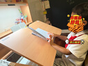光明园迪灯桌一体儿童学习桌小学生书桌套装可升降写字桌课桌椅悦者120pro 悦者120 pro+A6P卡其+粉椅套 实拍图