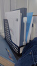 得力（deli）加厚文件框文件筐文件栏桌面收纳盒办公室文件架简易立式书立书架桌上资料架办公用品 蓝色【四联/不带笔筒】方格镂空 实拍图