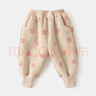 嘟嘟家【柔软厚实】儿童裤子秋冬款加绒宝宝冬装婴儿保暖裤女童男童棉裤 米色粉兔 100 实拍图