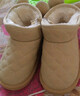 婧麒（JOYNCLEON）儿童棉靴冬季新款雪地靴一脚蹬加绒保暖冬鞋软底女童中帮短靴 奶茶色 内长14.5cm 实拍图