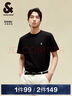 杰克·琼斯（JACK&JONES）25年男装T恤男夏季T恤舒适男士短袖凉感多色上衣纯色水洗不易走形 黑色E40 M 175 实拍图