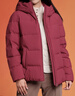 坦博尔羽绒服女短款秋冬连帽宽松保暖女士外套厚TD236356 酱紫红 175  实拍图
