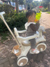 ANGI BABY儿童三轮车脚踏车宝宝遛娃神器滑行车多功能自行车宝宝手推车 卡其 【安全护栏+靠背+手推杆】 实拍图