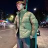 杰逊斯加厚保暖羽绒服男士冬季潮流韩版痞帅立领羽绒外套男装短款羽绒衣 A343-CF86-绿色 M 建议90-115斤 实拍图