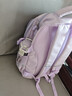 巴布兔书包小学生女生新款高颜值一二四到六年级轻便减负格子女童双肩包 紫色（星黛兔+手表+3装饰扣+卡片 大号适合3-6年级使用 实拍图