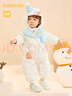 巴拉巴拉童装婴儿连体衣宝宝冬装外出羽绒服服连帽鹅绒萌男童女童 奶白10501-白鹅绒 66 cm 实拍图