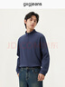 gxgjeans男装 多色基础打底宽松半开襟长袖T恤男士 25年秋新品 藏青色 XL (180) 实拍图
